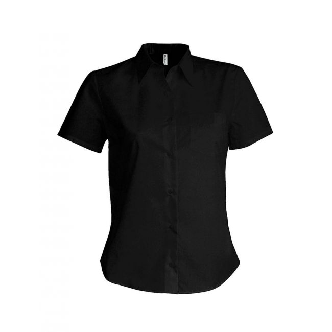 Ladies' short-sleeved cotton poplin shirt culoare black marimea xl