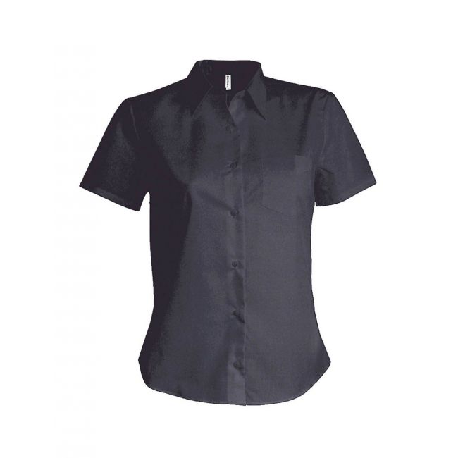 Ladies' short-sleeved cotton poplin shirt culoare zinc marimea l