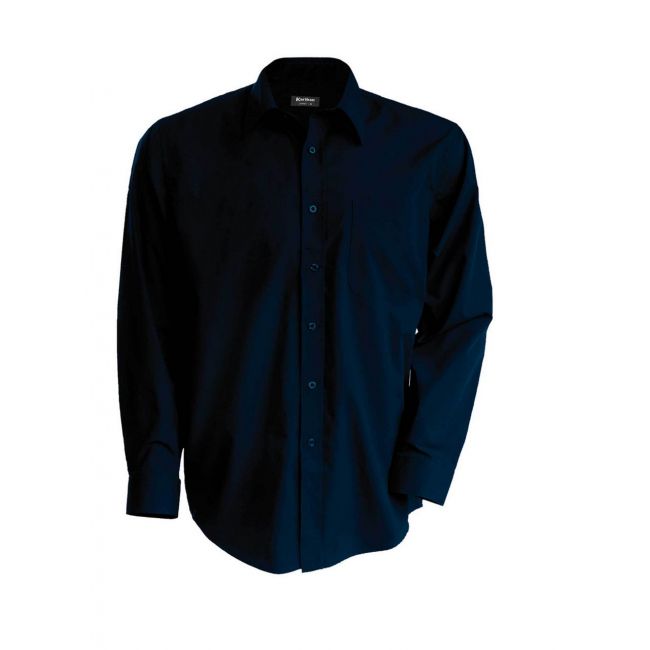 Men's long-sleeved cotton poplin shirt culoare navy marimea 2xl