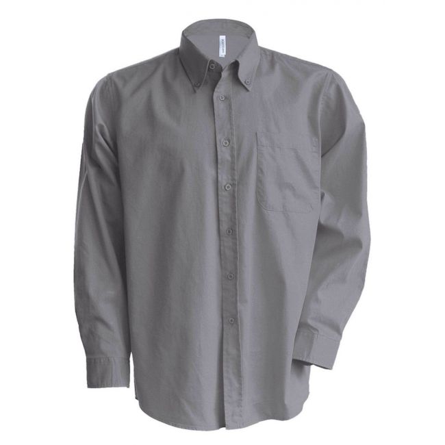 Men's long-sleeved oxford shirt culoare oxford silver marimea m