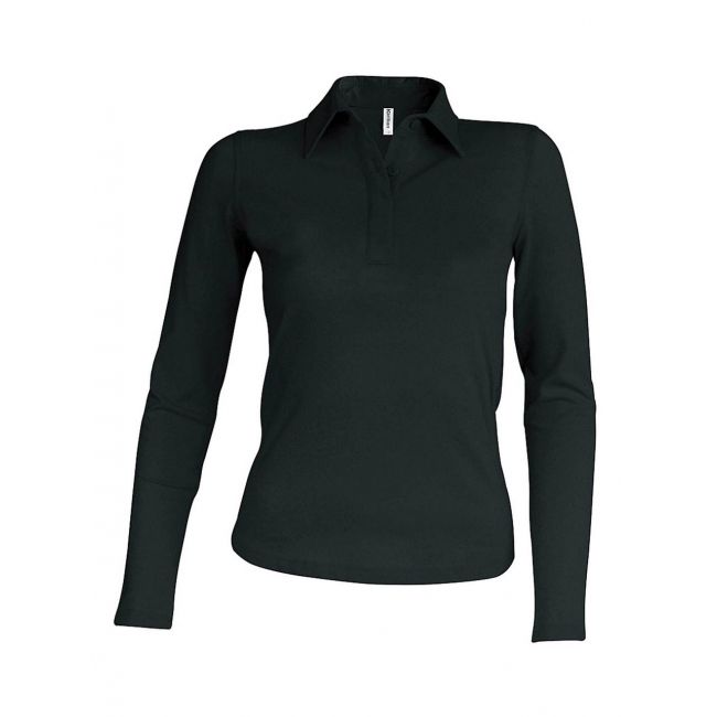 Ladies' long-sleeved polo shirt culoare black marimea 2xl