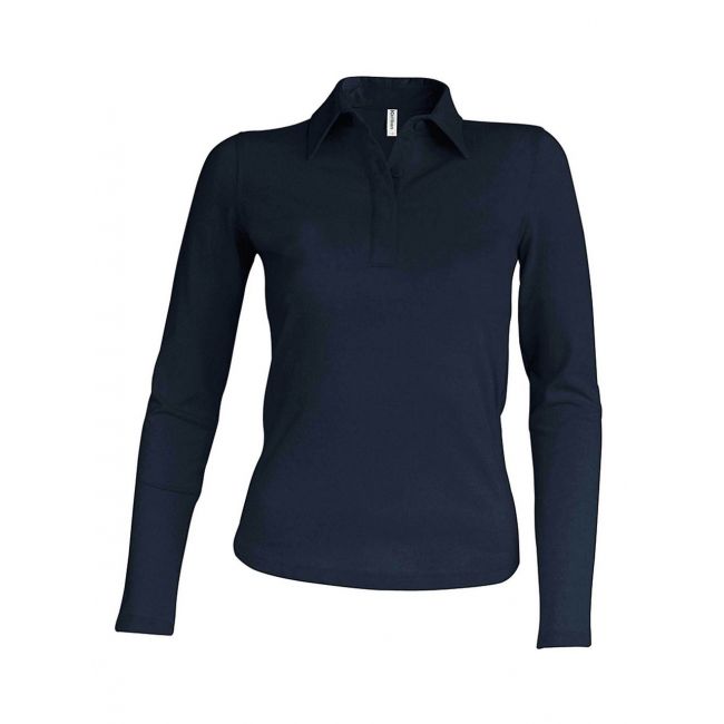 Ladies' long-sleeved polo shirt culoare dark grey marimea m