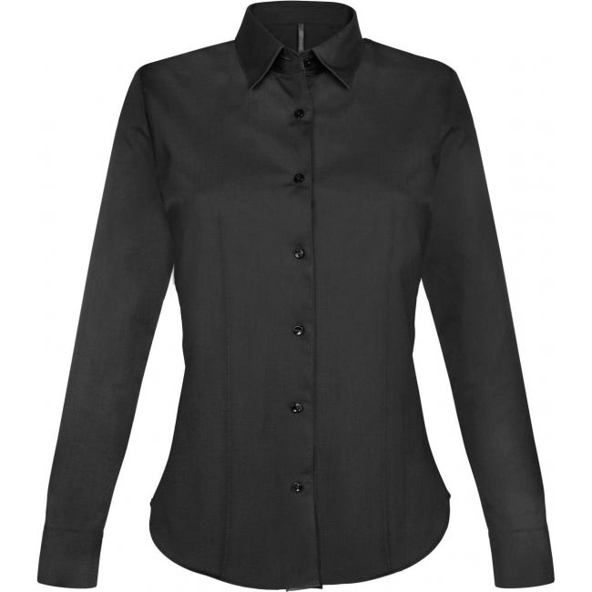 Ladies' long-sleeved stretch shirt culoare black marimea l