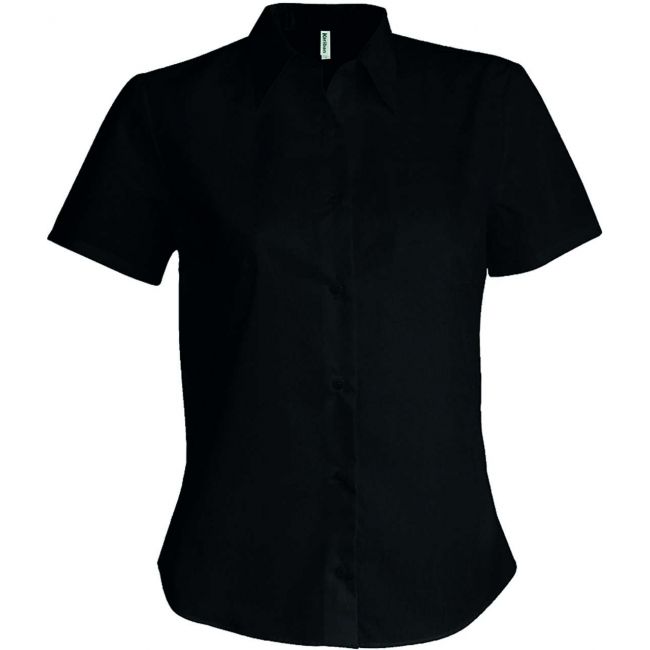 Ladies' short-sleeved non-iron shirt culoare black marimea xs