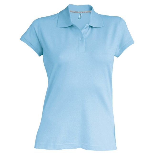 Ladies' short-sleeved polo shirt culoare sky blue marimea l