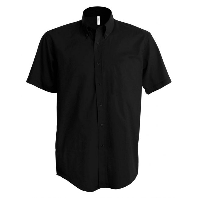 Short-sleeved cotton/elastane shirt culoare black marimea 2xl