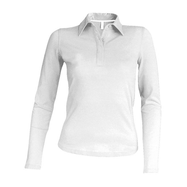 Ladies' long-sleeved polo shirt culoare white marimea l