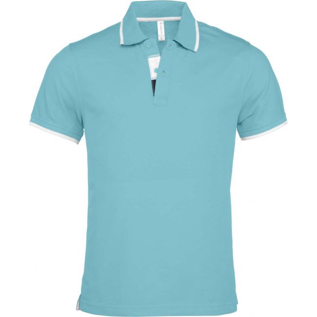 Men's short-sleeved polo shirt culoare light turquoise/white/navy marimea s