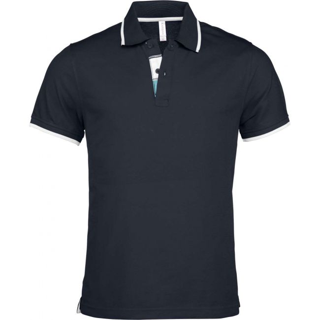 Men's short-sleeved polo shirt culoare navy/white/light turquoise marimea 3xl