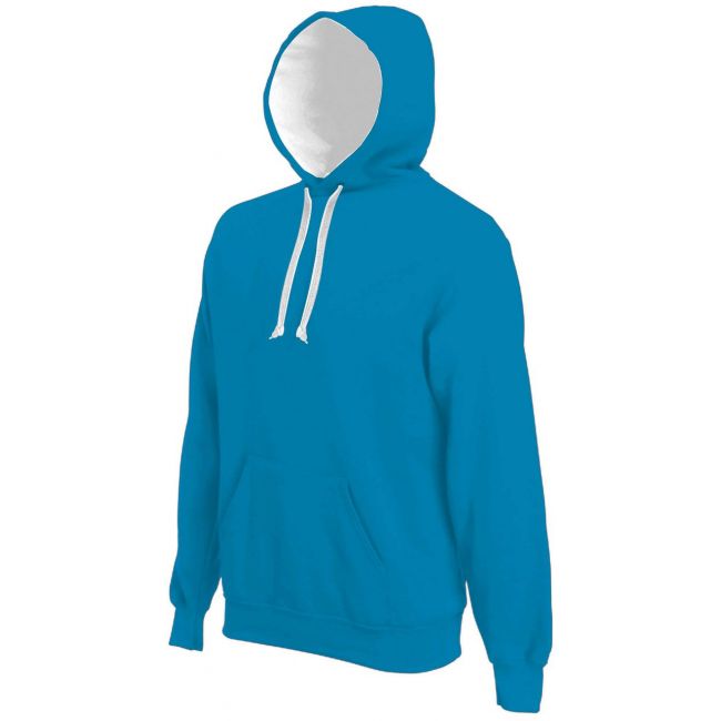 Men's contrast hooded sweatshirt culoare tropical blue/white marimea l