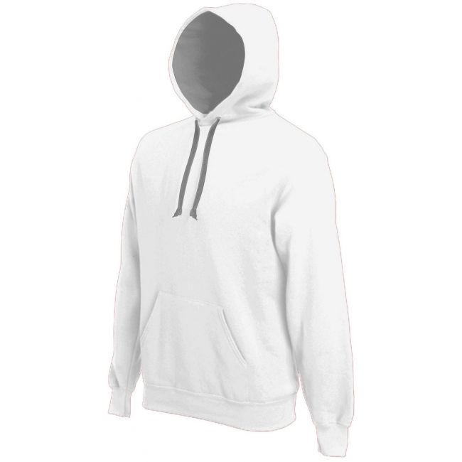 Men's contrast hooded sweatshirt culoare white/fine grey marimea xl