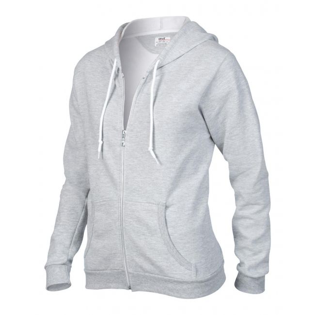 Women's full-zip hooded fleece culoare heather grey marimea m