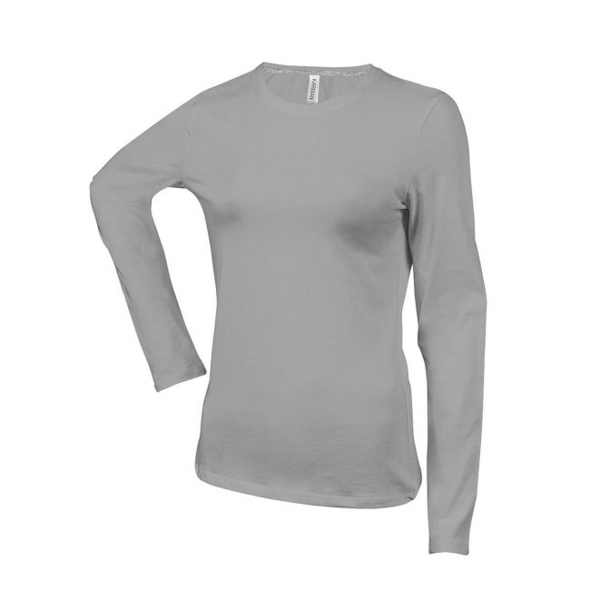 Ladies' long-sleeved crew neck t-shirt culoare oxford grey marimea s