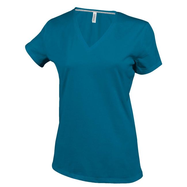 Ladies' short-sleeved v-neck t-shirt culoare tropical blue marimea l