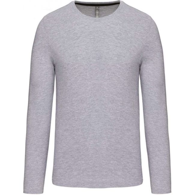 Men's long-sleeved crew neck t-shirt culoare oxford grey marimea m