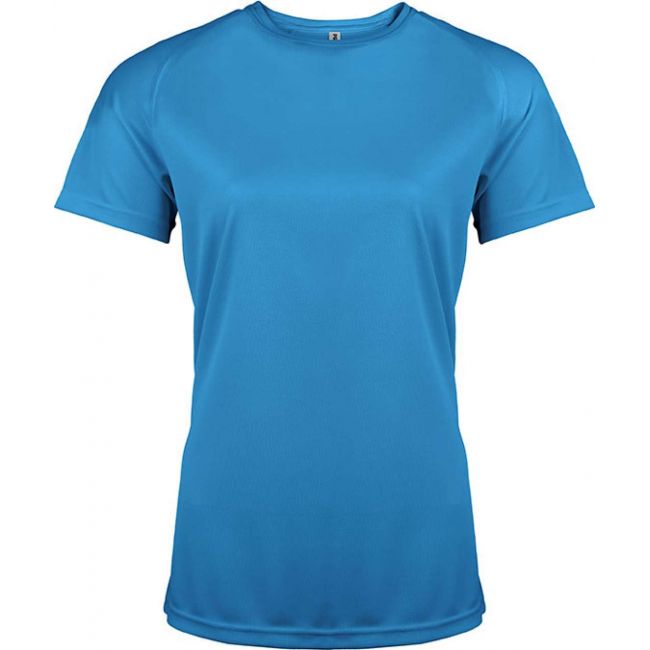 Ladies' short-sleeved sports t-shirt culoare aqua blue marimea l