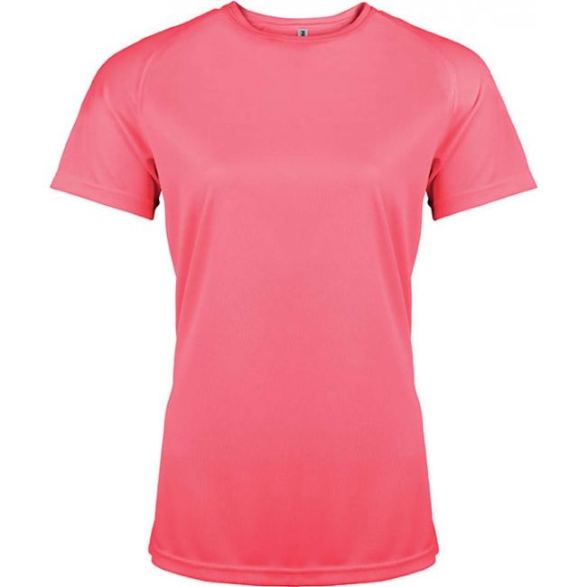 Ladies' short-sleeved sports t-shirt culoare fluorescent pink marimea l