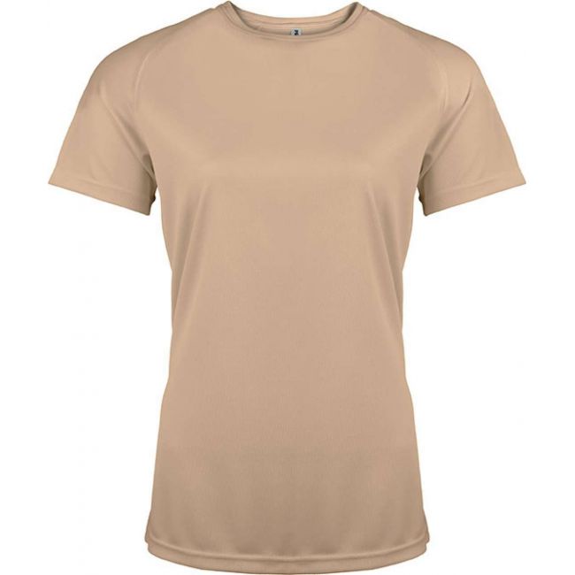 Ladies' short-sleeved sports t-shirt culoare sand marimea s