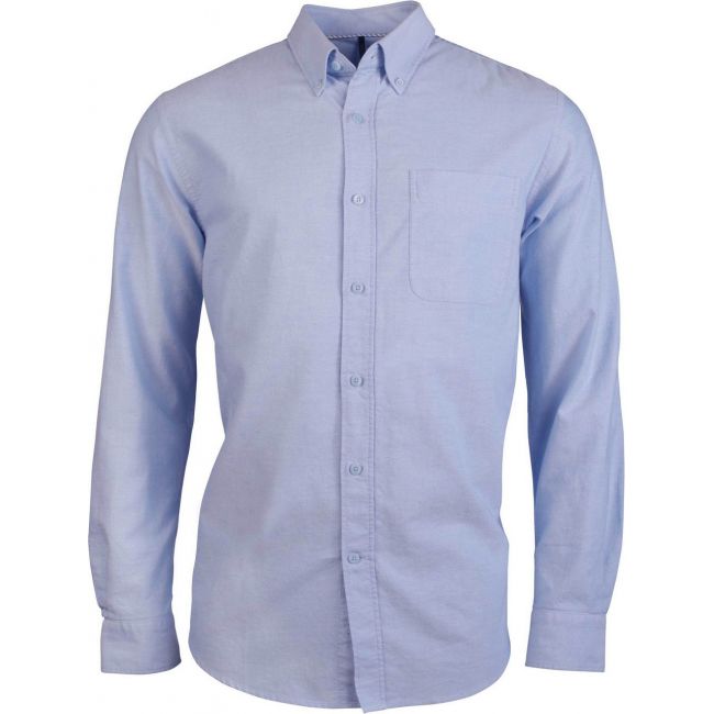 Long-sleeved washed oxford cotton shirt culoare oxford blue marimea m