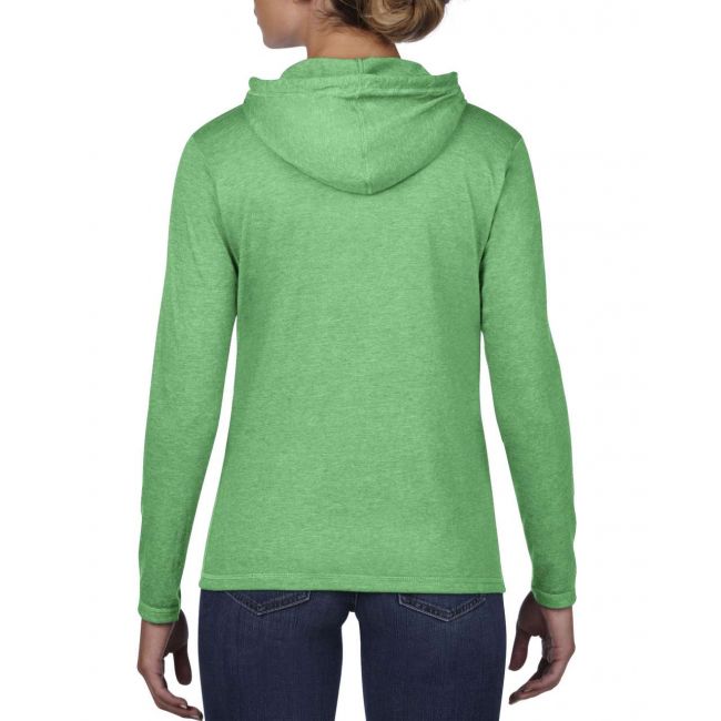 Women’s lightweight long sleeve hooded tee culoare heather green/neon yellow marimea 2xl