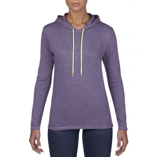 Women’s lightweight long sleeve hooded tee culoare heather purple/neon yellow marimea xl