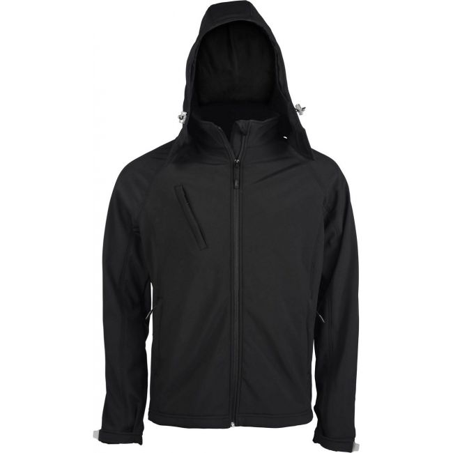 Men's detachable hooded softshell jacket culoare black marimea s