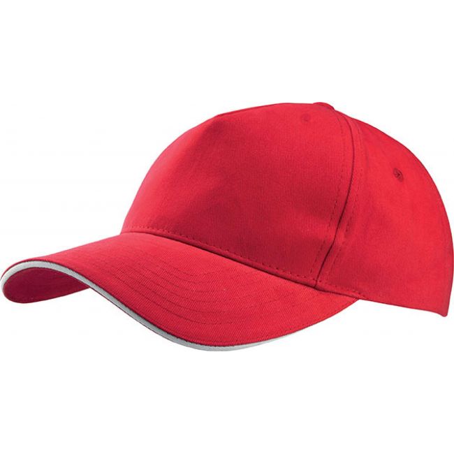 Sandwich peak cap - 5 panels culoare red/white marimea u