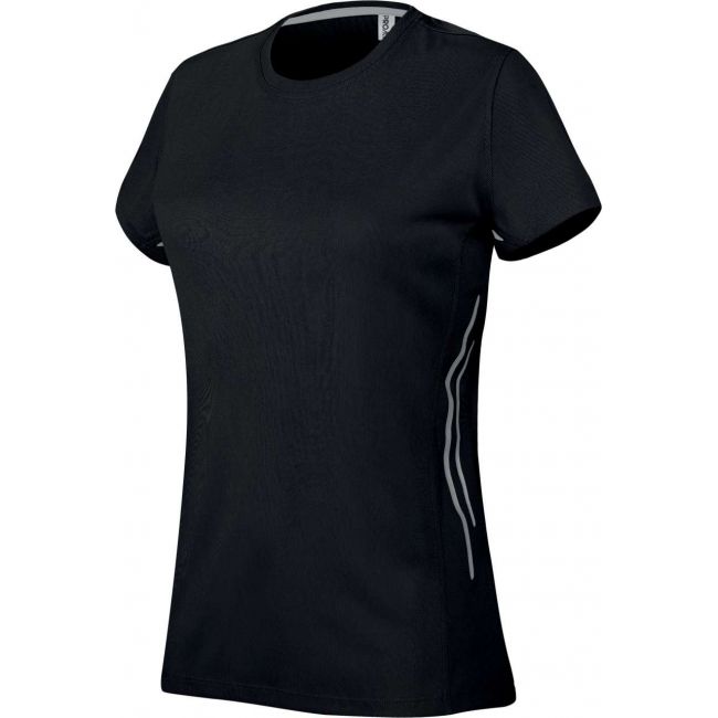 Ladies' short sleeve sports t-shirt culoare black/silver marimea xl