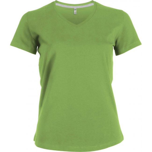 Ladies' short-sleeved v-neck t-shirt culoare lime marimea 2xl