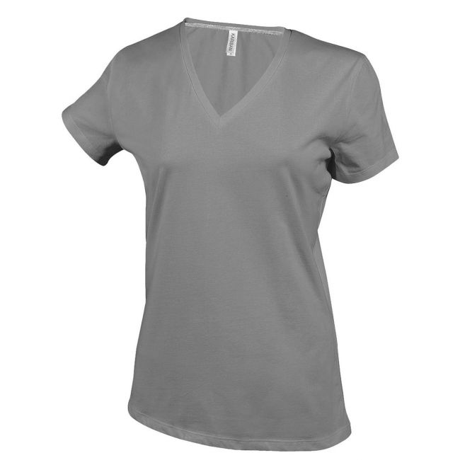 Ladies' short-sleeved v-neck t-shirt culoare oxford grey marimea 3xl