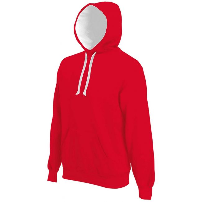 Men's contrast hooded sweatshirt culoare red/white marimea xs