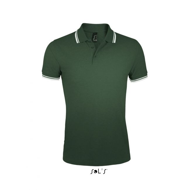 Sol's pasadena men - polo shirt culoare forest green/white marimea 3xl