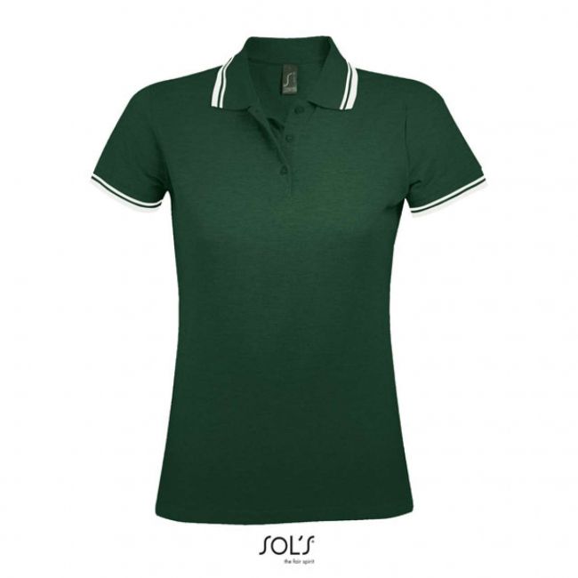 Sol's pasadena women - polo shirt culoare forest green/white marimea xl