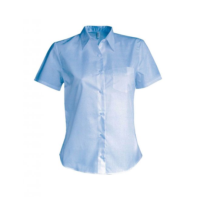 Ladies' short-sleeved cotton poplin shirt culoare bright sky marimea xl