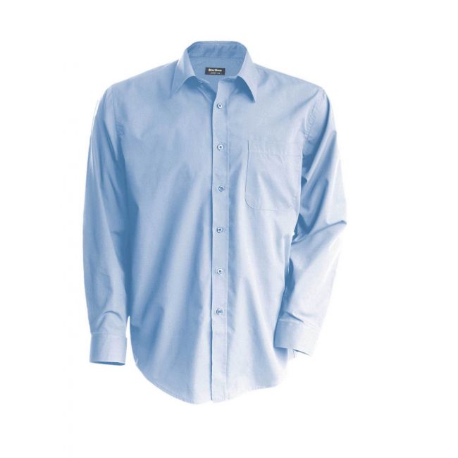 Men's long-sleeved cotton poplin shirt culoare bright sky marimea 2xl