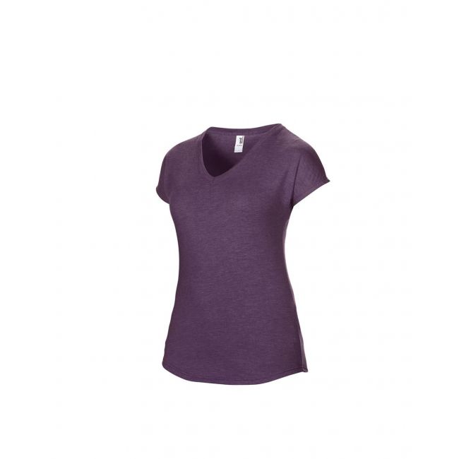 Women's tri-blend v-neck tee culoare heather aubergine marimea l