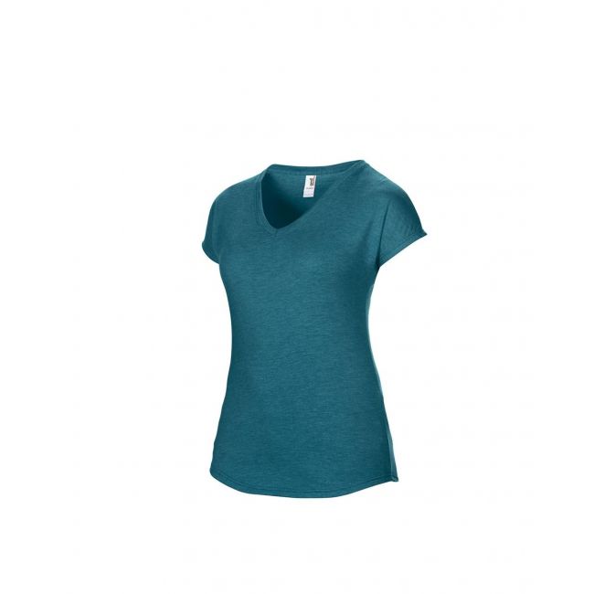 Women's tri-blend v-neck tee culoare heather galapagos blue marimea xs