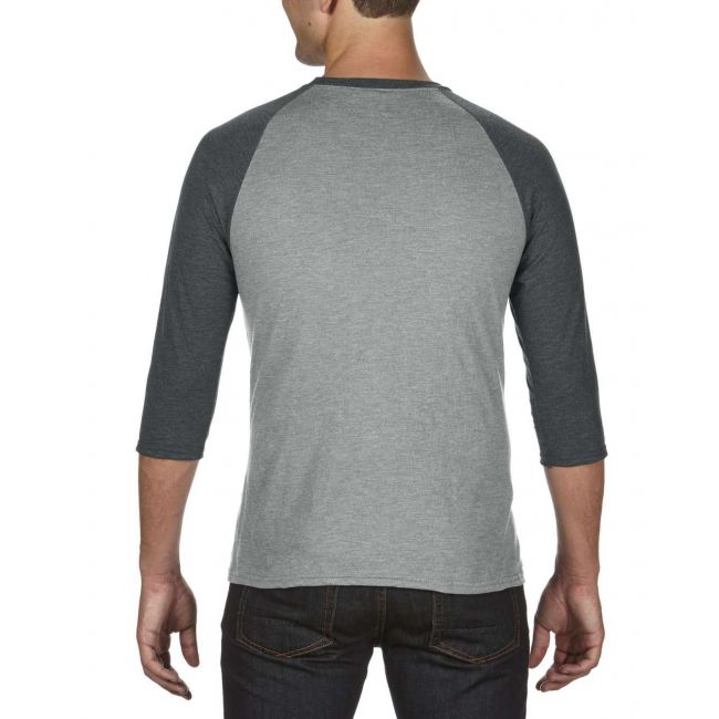 Adult tri-blend ¾ sleeve raglan tee culoare heather grey/heather dark grey marimea 2xl