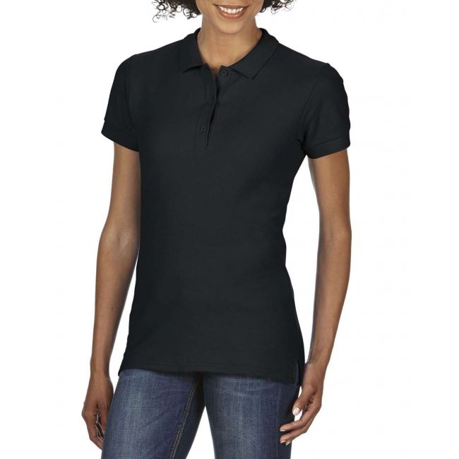 Premium cotton® ladies' double piquÉ polo culoare black marimea xl