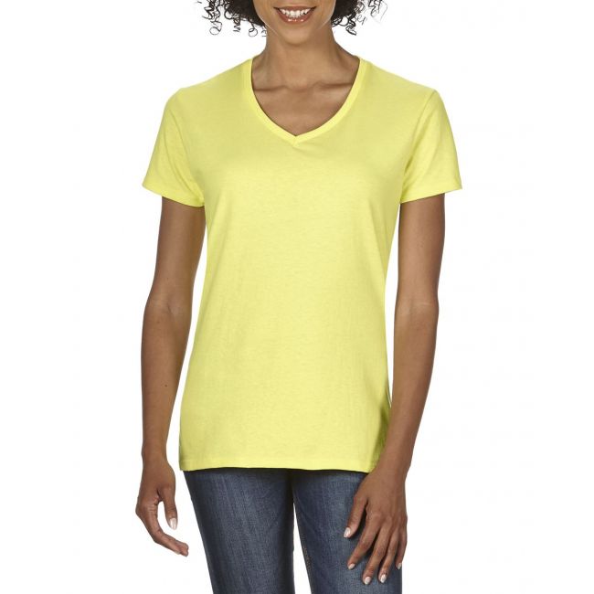 Premium cotton® ladies' v-neck t-shirt culoare cornsilk marimea l