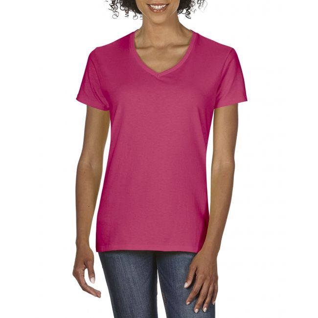 Premium cotton® ladies' v-neck t-shirt culoare heliconia marimea 2xl