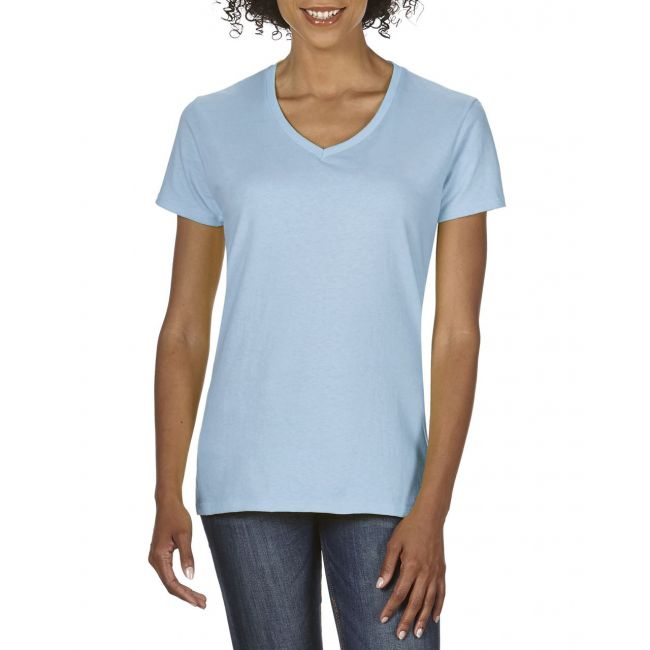 Premium cotton® ladies' v-neck t-shirt culoare light blue marimea xl