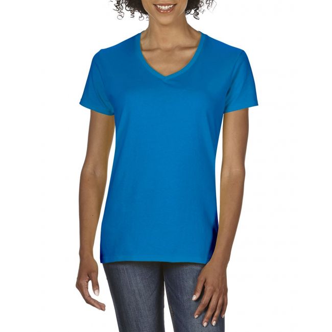 Premium cotton® ladies' v-neck t-shirt culoare sapphire marimea xl