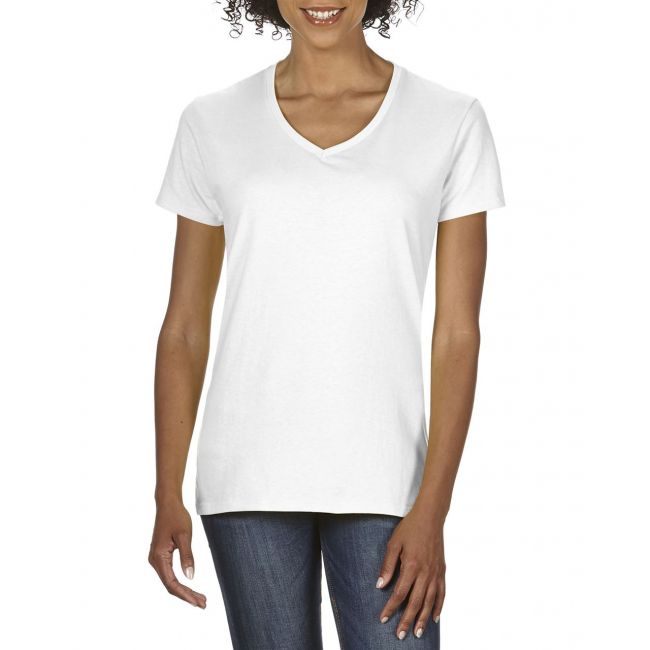 Premium cotton® ladies' v-neck t-shirt culoare white marimea xl