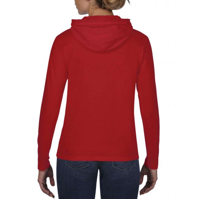 Women’s lightweight long sleeve hooded tee culoare red/dark grey marimea m