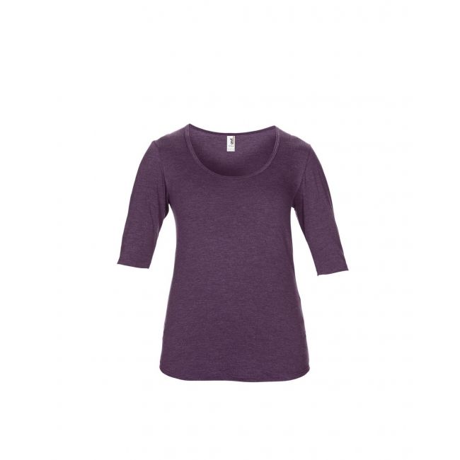 Women’s tri-blend deep scoop 1/2 sleeve tee culoare heather aubergine marimea m