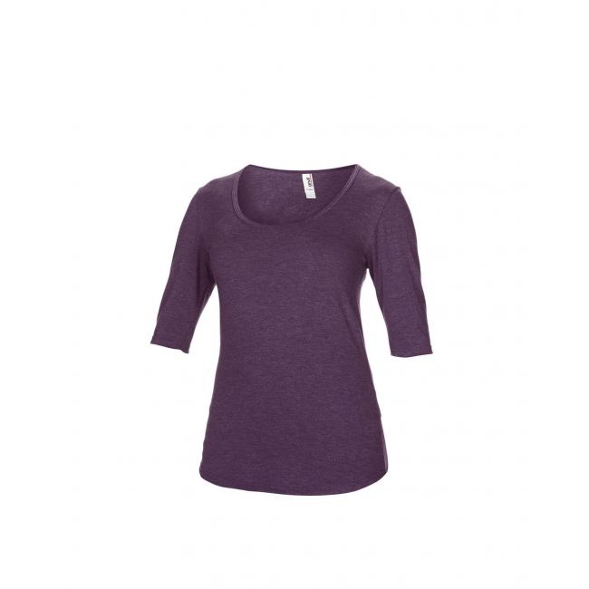 Women’s tri-blend deep scoop 1/2 sleeve tee culoare heather aubergine marimea s