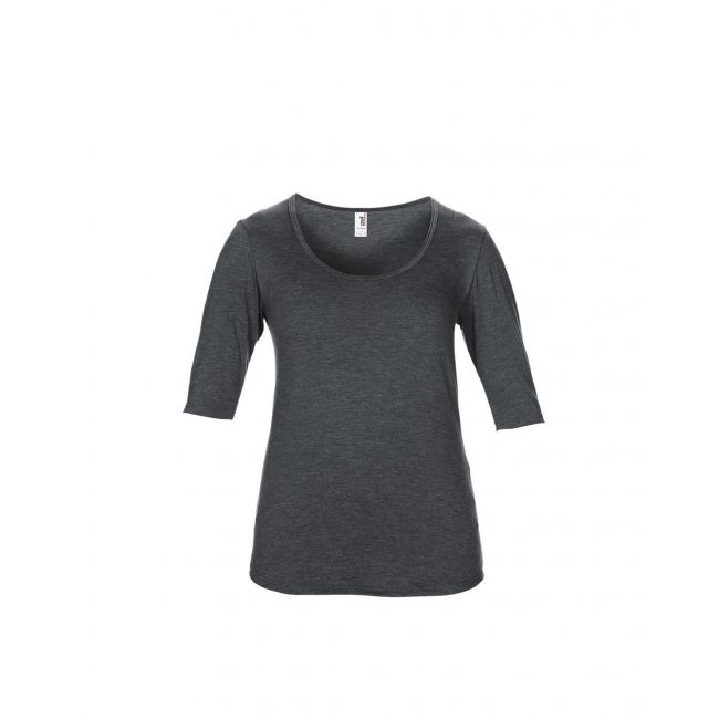 Women’s tri-blend deep scoop 1/2 sleeve tee culoare heather dark grey marimea m