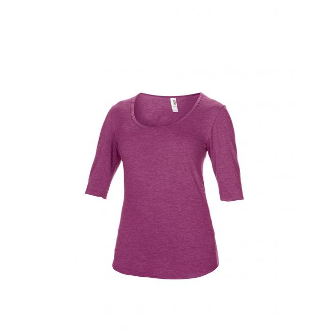 Women’s tri-blend deep scoop 1/2 sleeve tee culoare heather raspberry marimea s