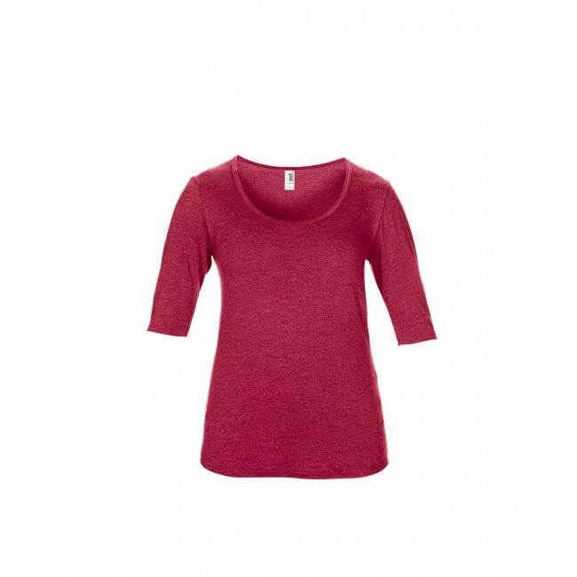 Women’s tri-blend deep scoop 1/2 sleeve tee culoare heather red marimea m